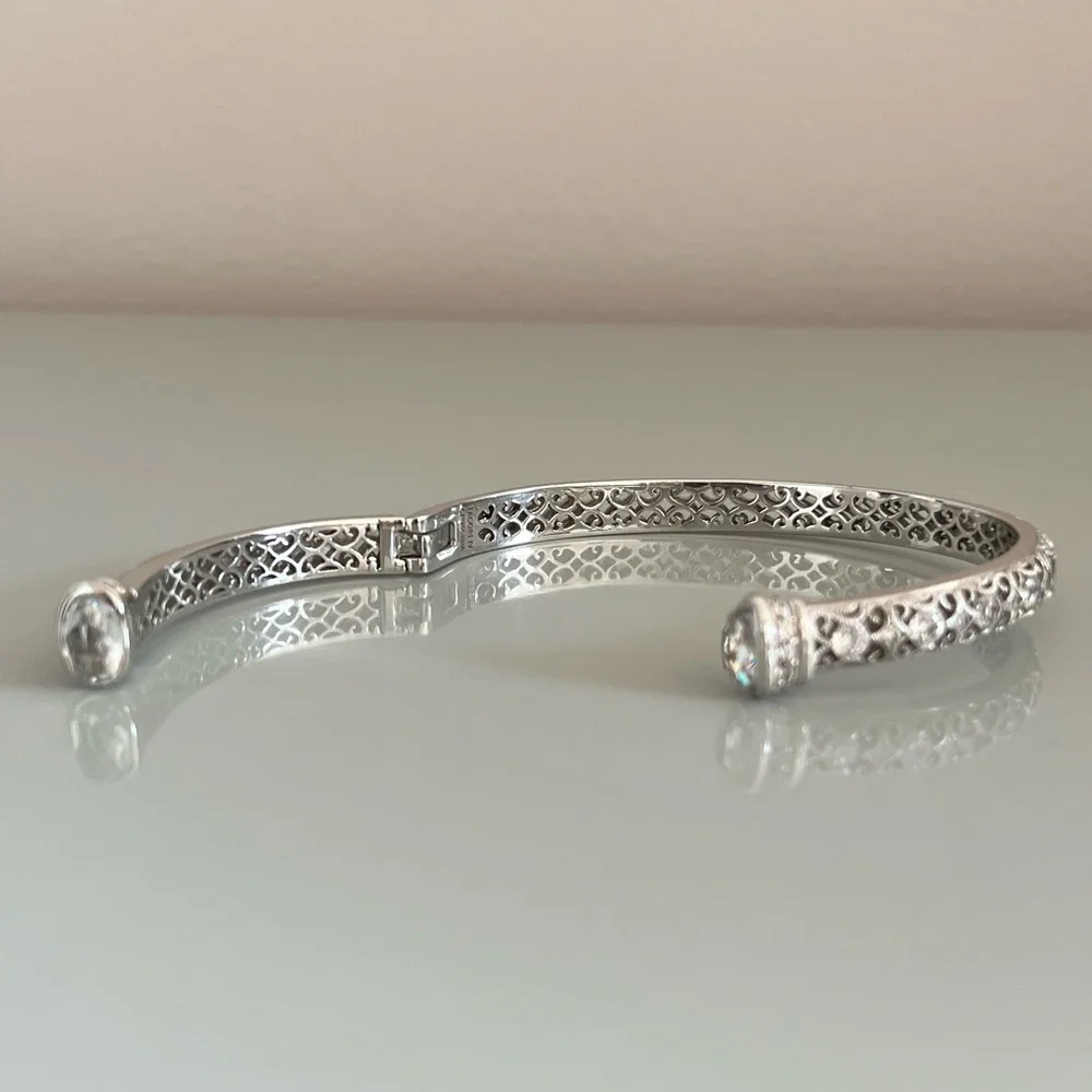 Tacori 925 Sterling Silver CZ Hinged Bracelet - Picture 7 of 12
